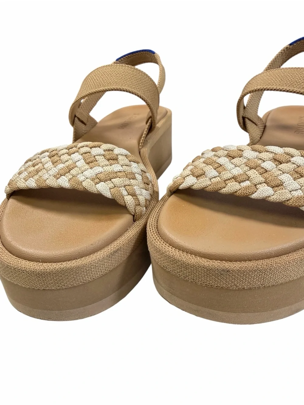 Rothy’s The Lightweight Platform Wedge Sandals in Beach Sand Woven Size 7.5